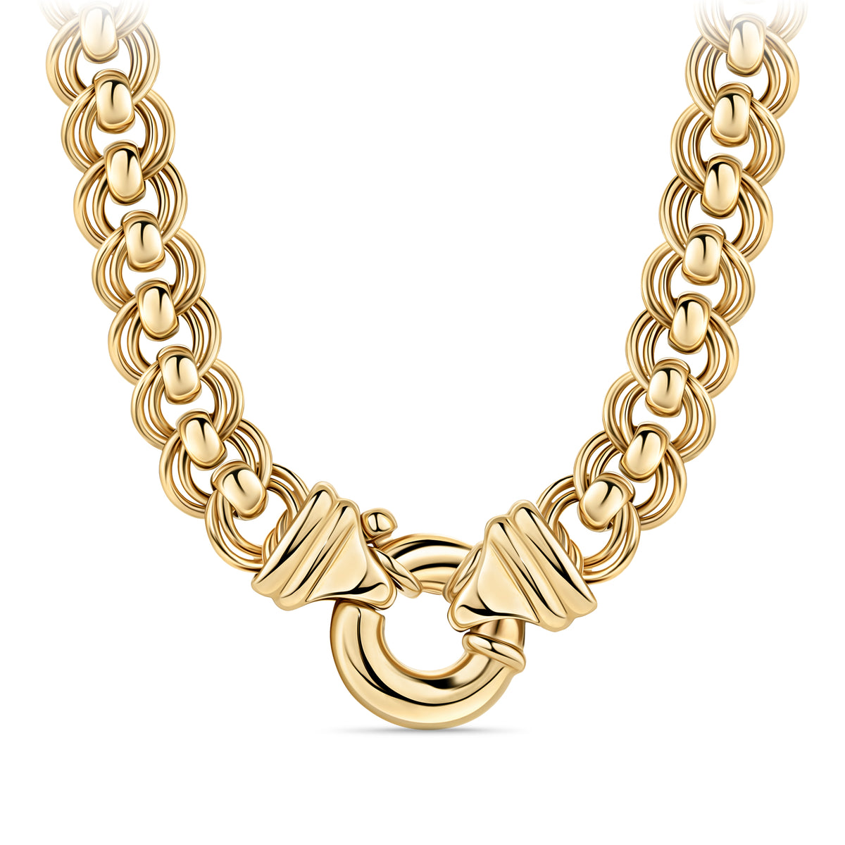 Double Roller Necklace in 9ct Yellow Gold