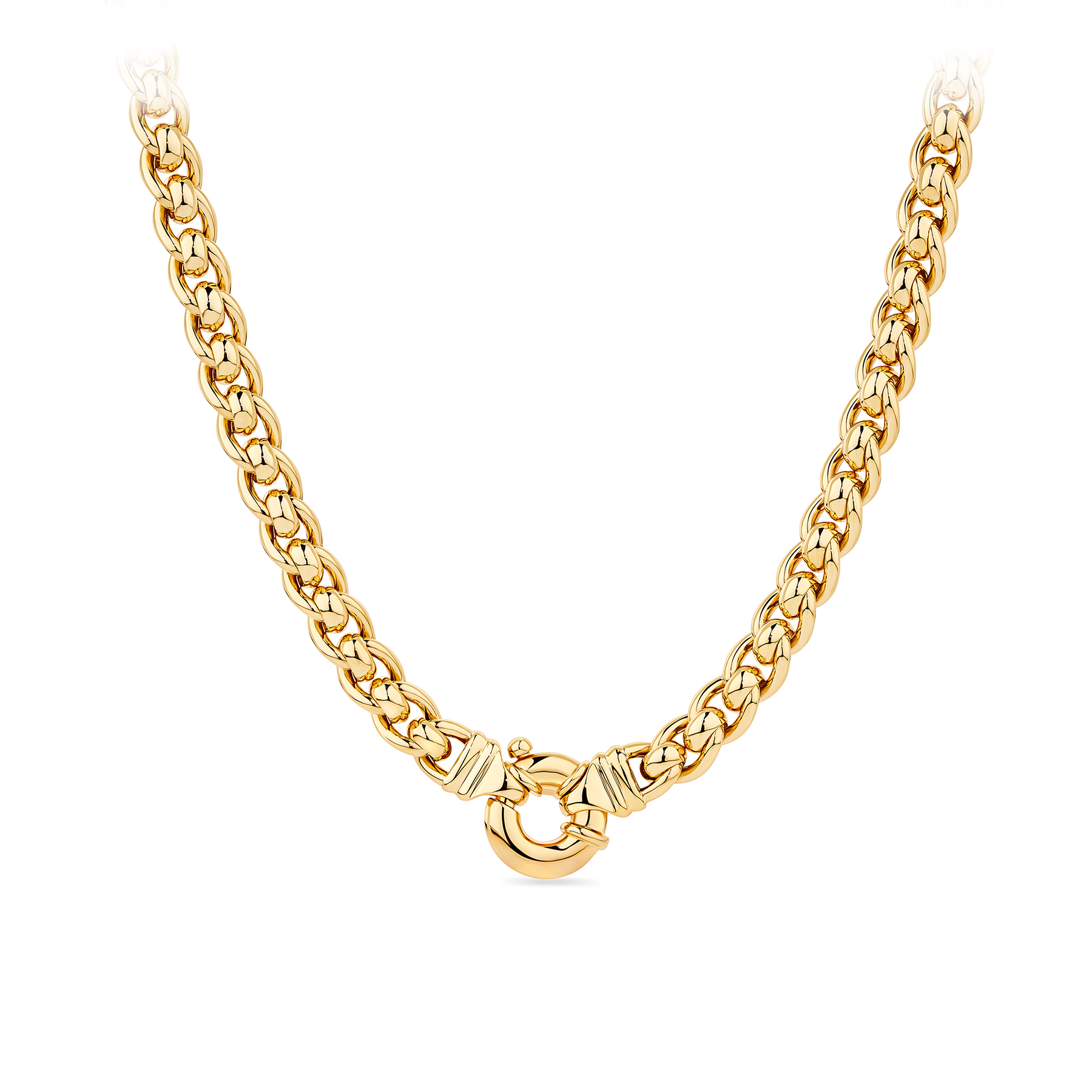 Solid Single Roller Necklace in 9ct Yellow Gold