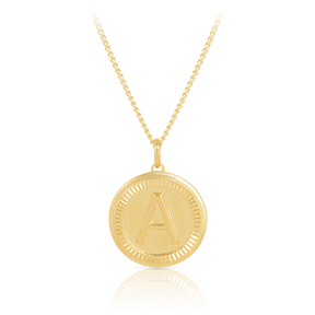 Initial Round Pendant in Solid 9ct Yellow Gold