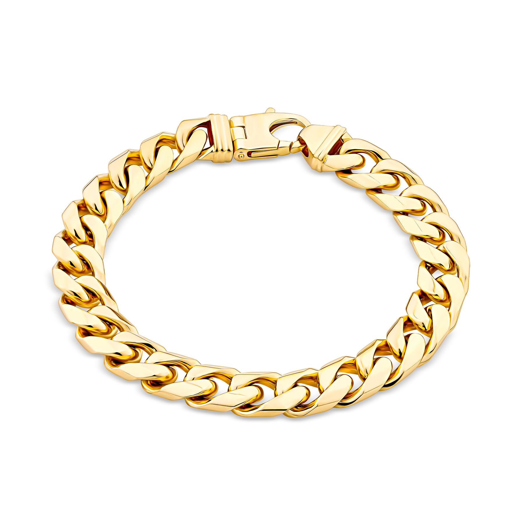 Solid Diamond Cut Curb Link Bracelet in 9ct Yellow Gold