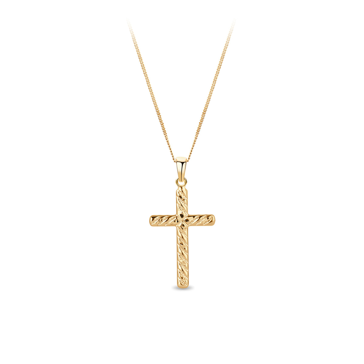 Twist Cross Pendant in 9ct Yellow Gold