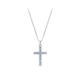 Cubic Zirconia Cross Pendant in Sterling Silver Rhodium Plate