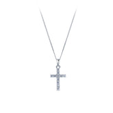 Cubic Zirconia Cross Pendant in Sterling Silver Rhodium Plate