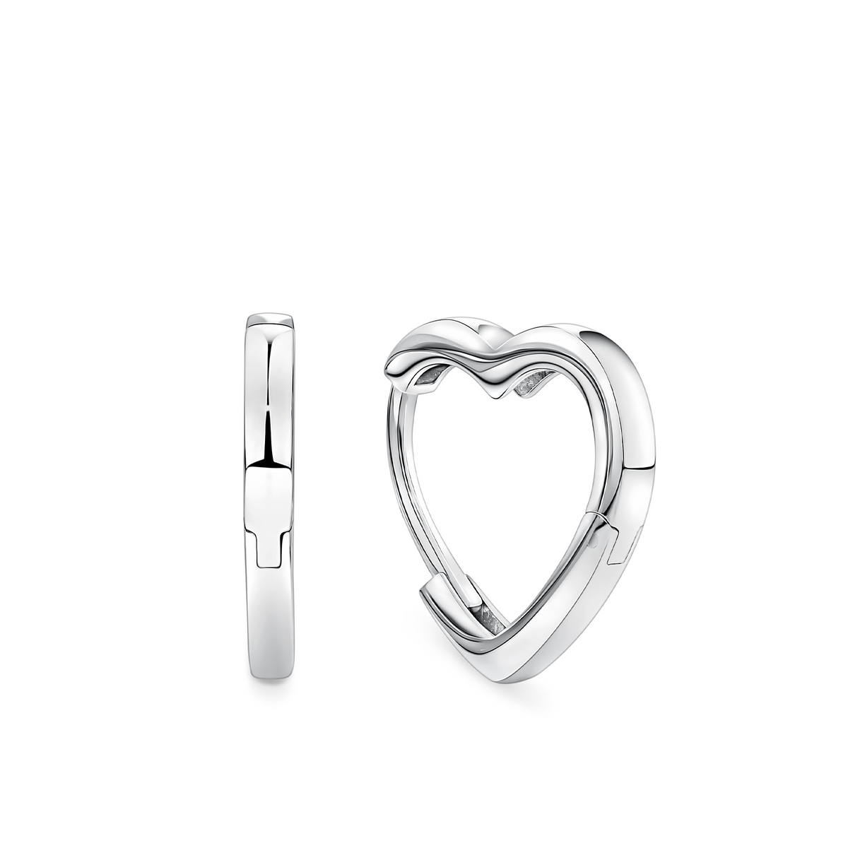 Heart Huggie Earrings in Sterling Silver