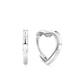 Heart Huggie Earrings in Sterling Silver