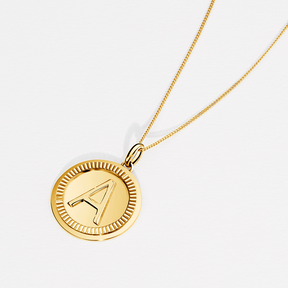 Initial Round Pendant in Solid 9ct Yellow Gold