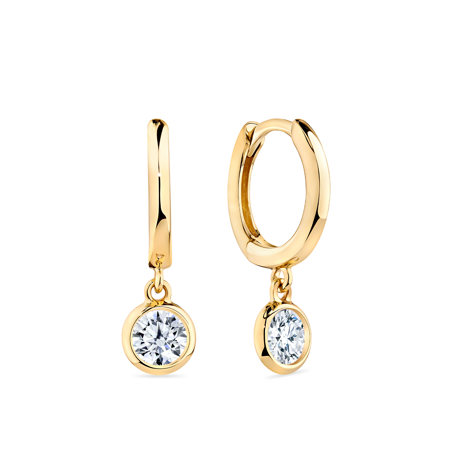 Cubic Zirconia Huggie Earrings in 9ct Yellow Gold