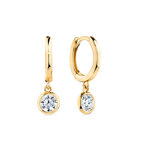 Cubic Zirconia Huggie Earrings in 9ct Yellow Gold