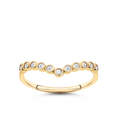 Cubic Zirconia Wishbone Ring in 9ct Yellow Gold