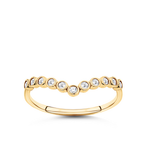 Cubic Zirconia Wishbone Ring in 9ct Yellow Gold