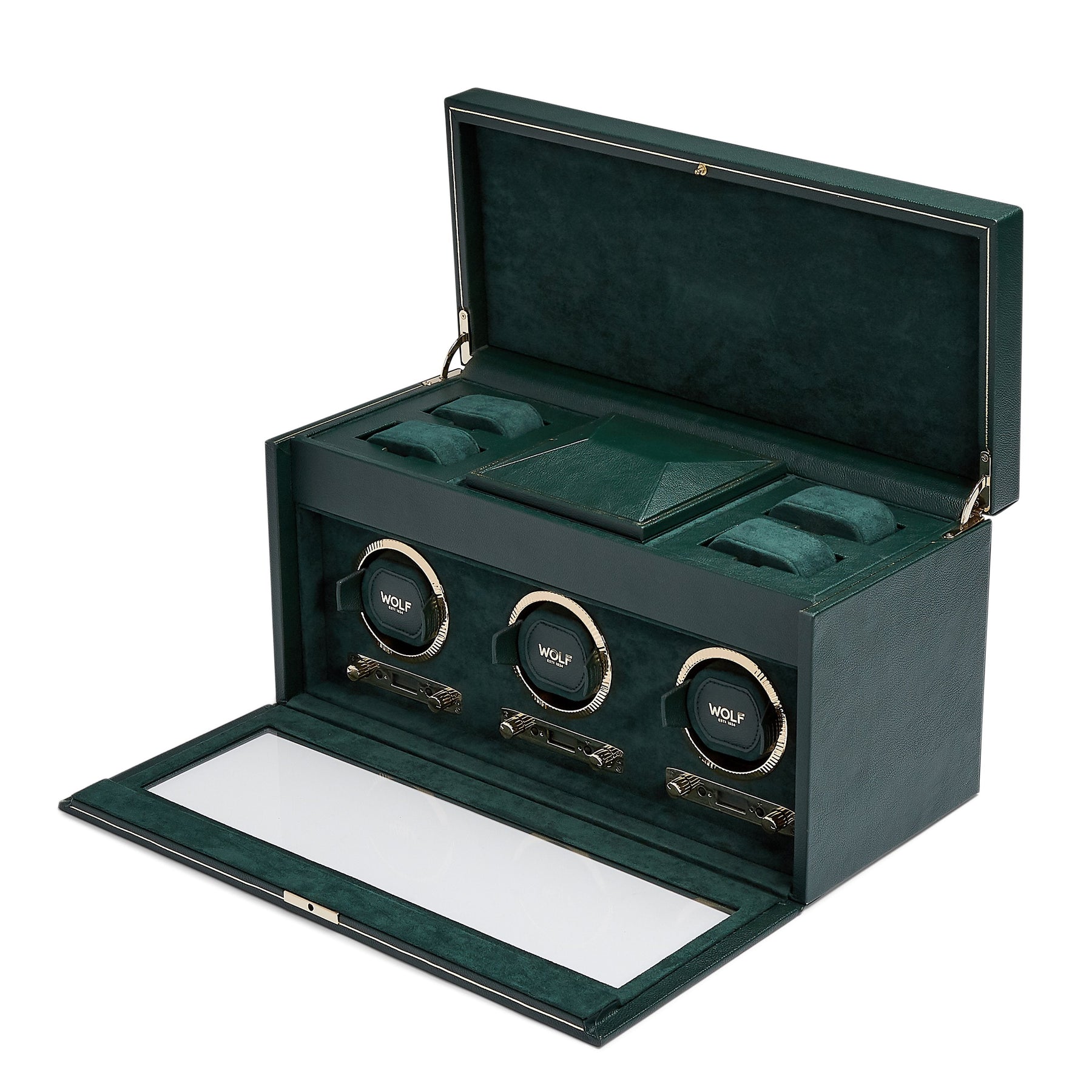 Wolf Brit Racing Green Triple Watch Winder