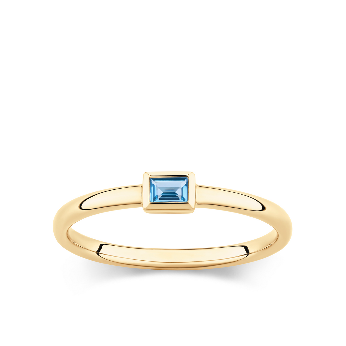 Blue Topaz Bezel Ring in 9ct Yellow Gold