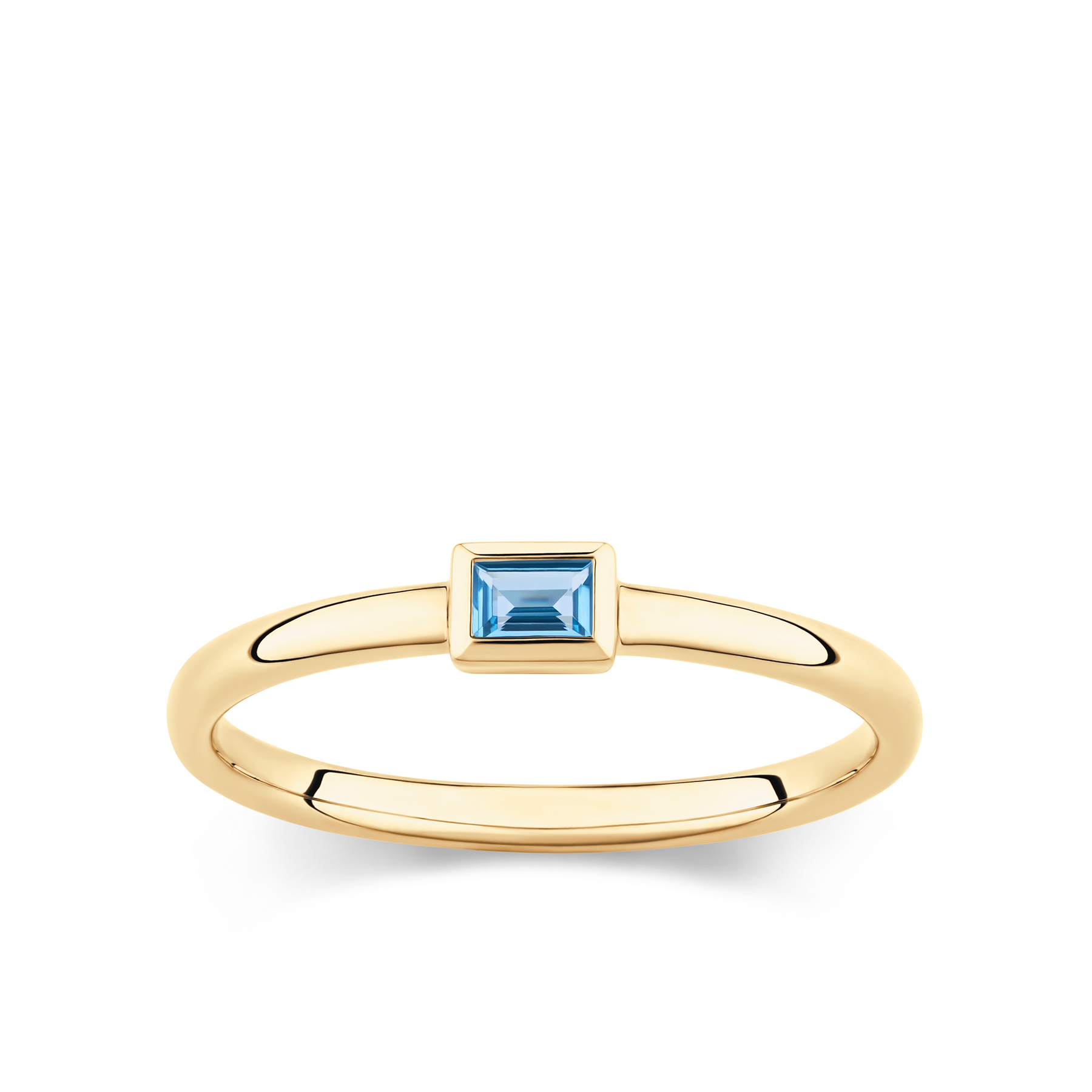 Blue Topaz Bezel Ring in 9ct Yellow Gold