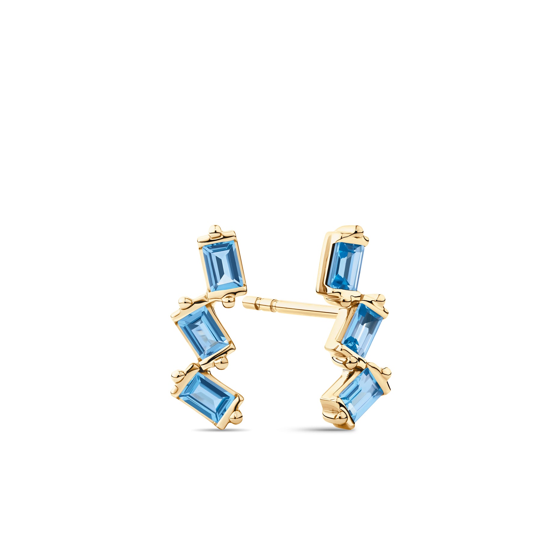 Blue Topaz Scattered Earrings in 9ct Yellow Gold