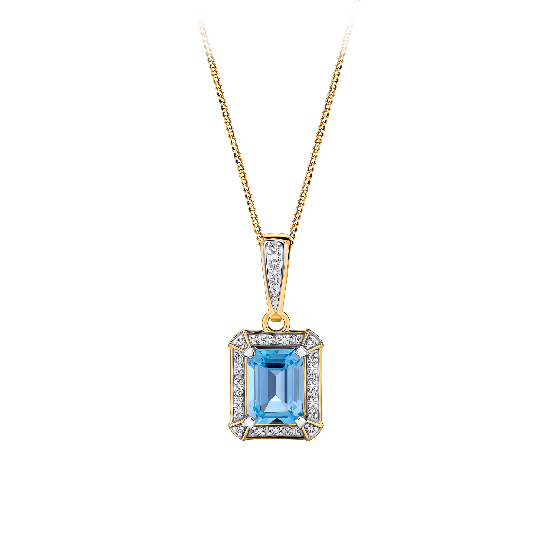 Topaz & Diamond Pendant in 9ct Yellow and White Gold