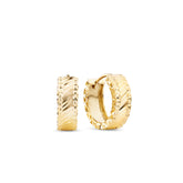 9ct Yellow Gold Diamond Cut Huggie Earrings