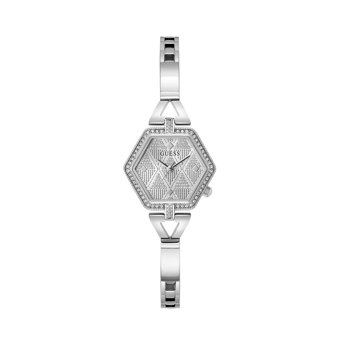 Guess Women's 28mm Silver Audrey Glitz Hexagonal Quartz Watch GW0680L1