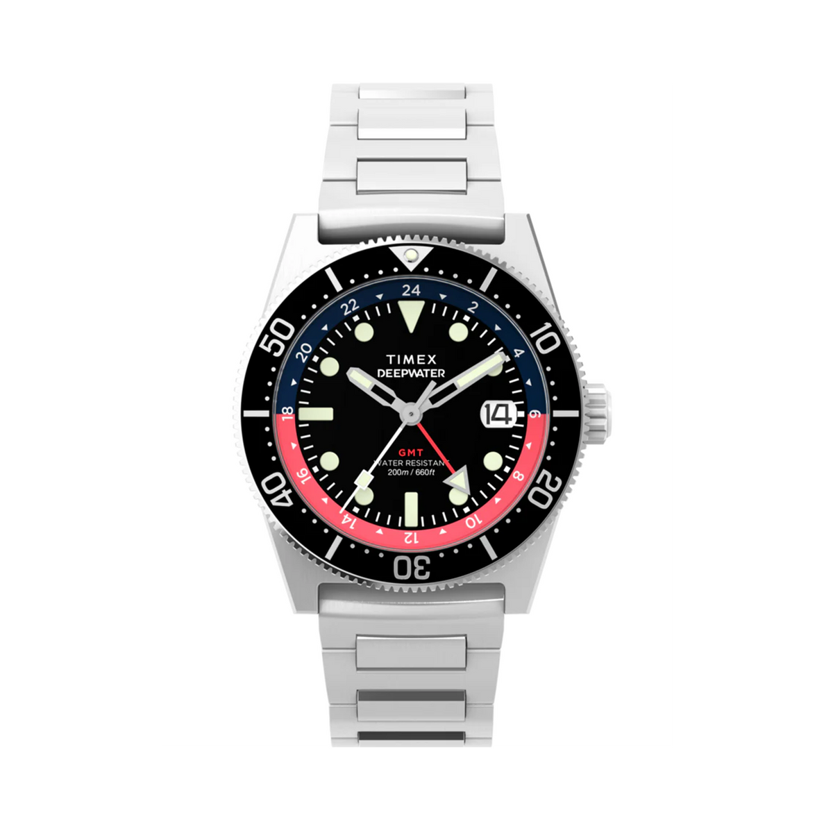 Timex Deepwater Reef 200 GMT Men's 40mm Stainless Steel Quartz GMT Watch TW2W95300