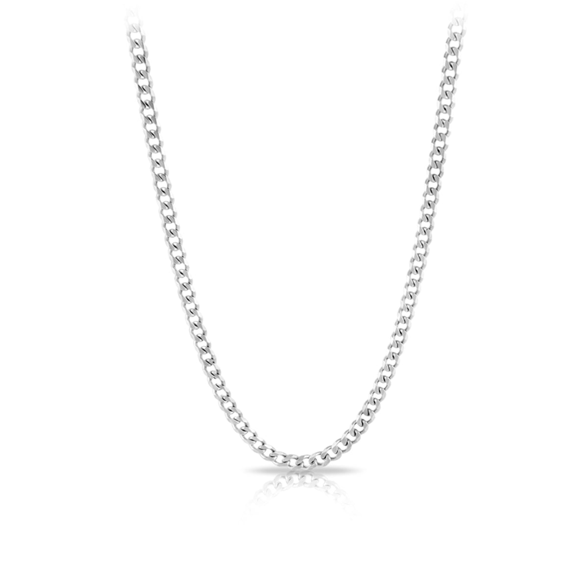 Solid Bevelled Curb Link Chain in Sterling Silver