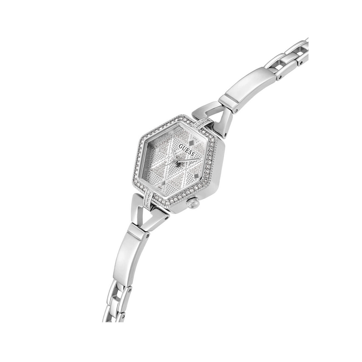 Guess Women's 28mm Silver Audrey Glitz Hexagonal Quartz Watch GW0680L1