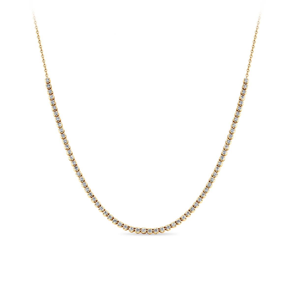 1.00ct TW Lab Grown Half Diamond Tennis Necklace in 9ct Yellow Gold