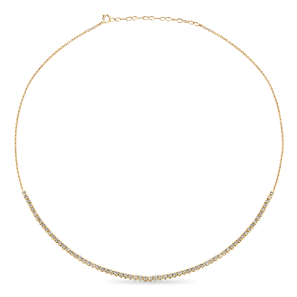 1.00ct TW Lab Grown Half Diamond Tennis Necklace in 9ct Yellow Gold