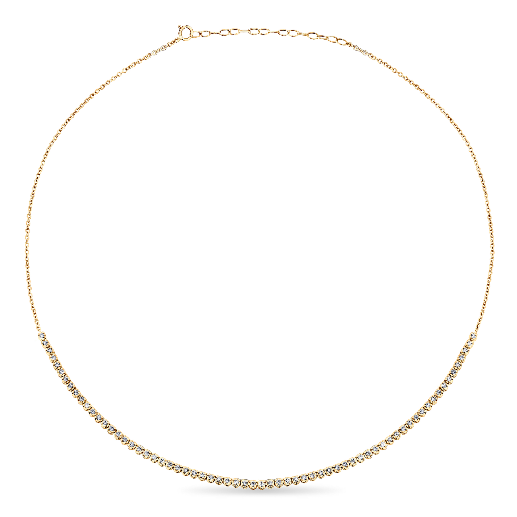 1.00ct TW Lab Grown Half Diamond Tennis Necklace in 9ct Yellow Gold