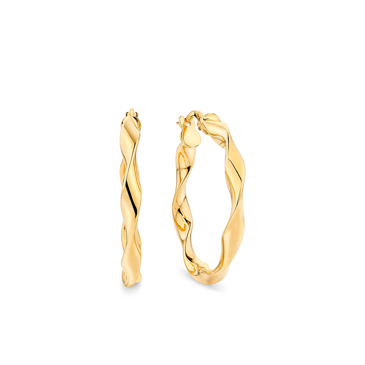 Ribbon Twist Hoop Earrings in 9ct Yellow Gold