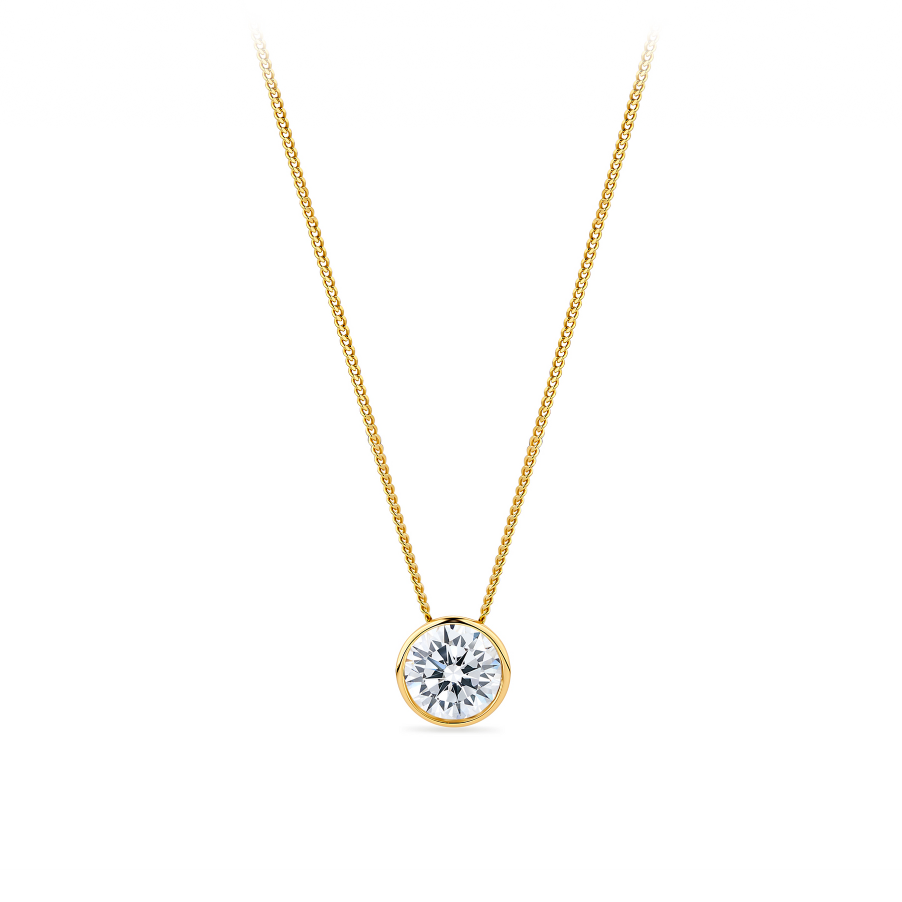 Round Cubic Zirconia Pendant in 9ct Yellow Gold