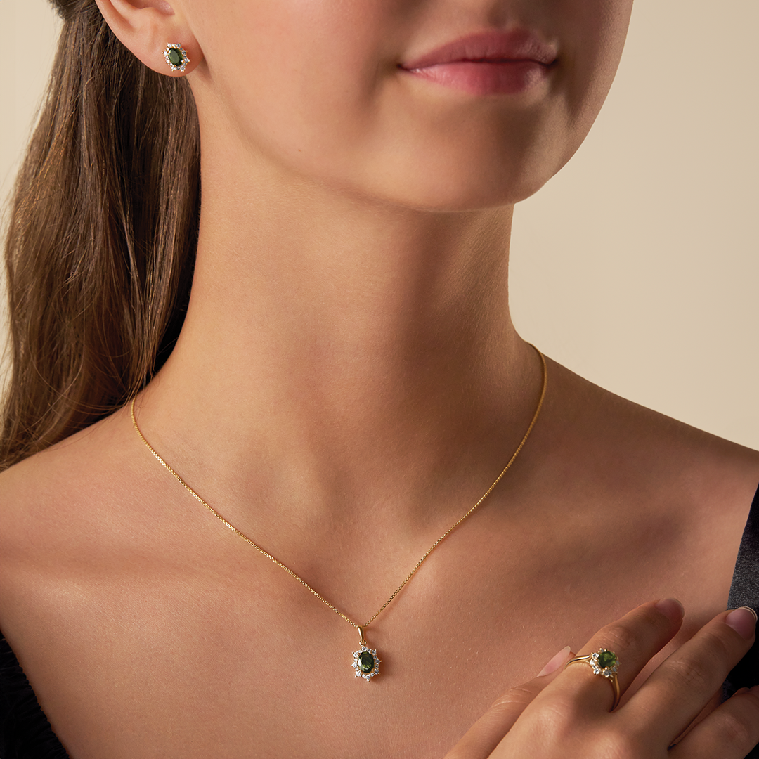 Bluebird of Happiness® Tourmaline & Diamond Pendant in 9ct Yellow Gold