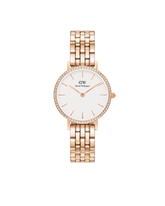 Daniel Wellington Petite 28 Bezel 5-Link White & Rose Gold Watch