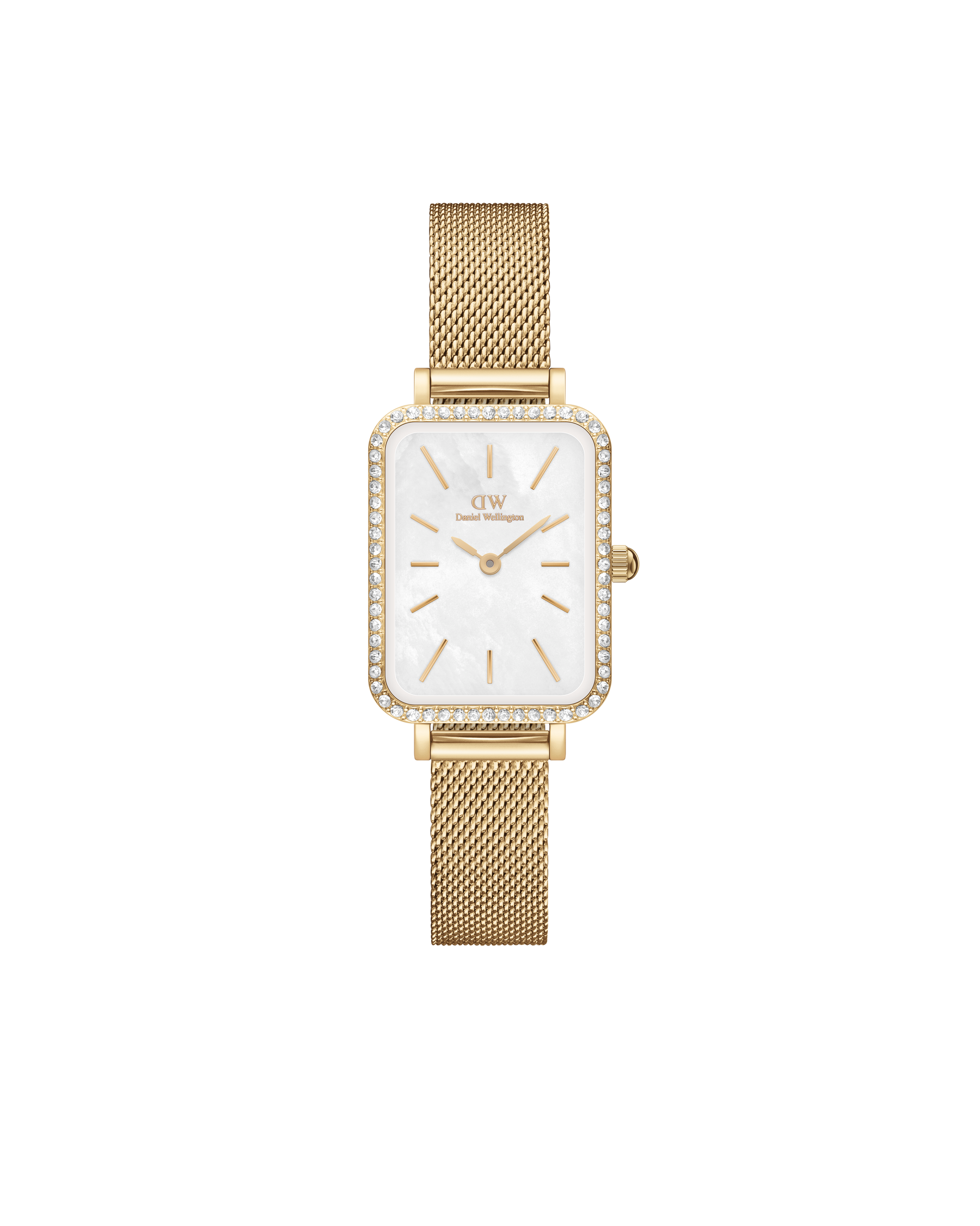 Daniel Wellington Quadro 20x26 Bezel Mesh White Mother of Pearl Gold Watch