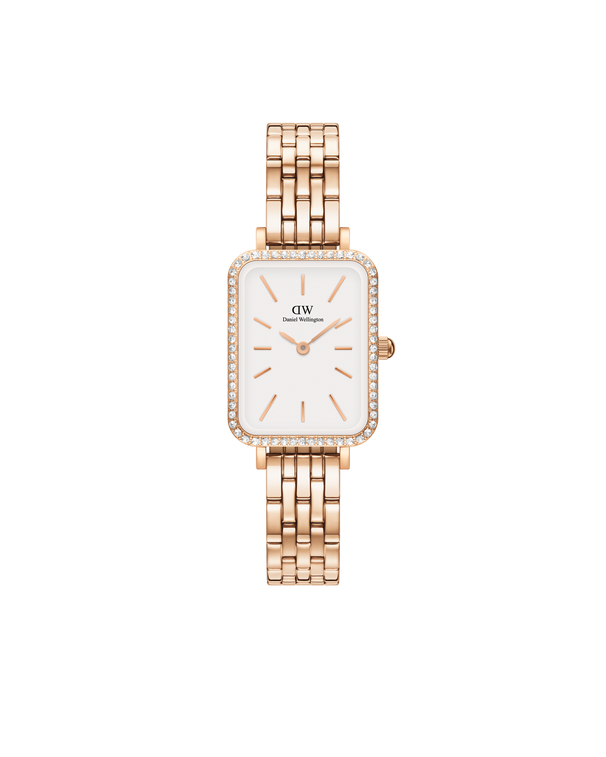 Daniel Wellington Quadro 20x26 Bezel 5-Link White & Rose Gold Watch