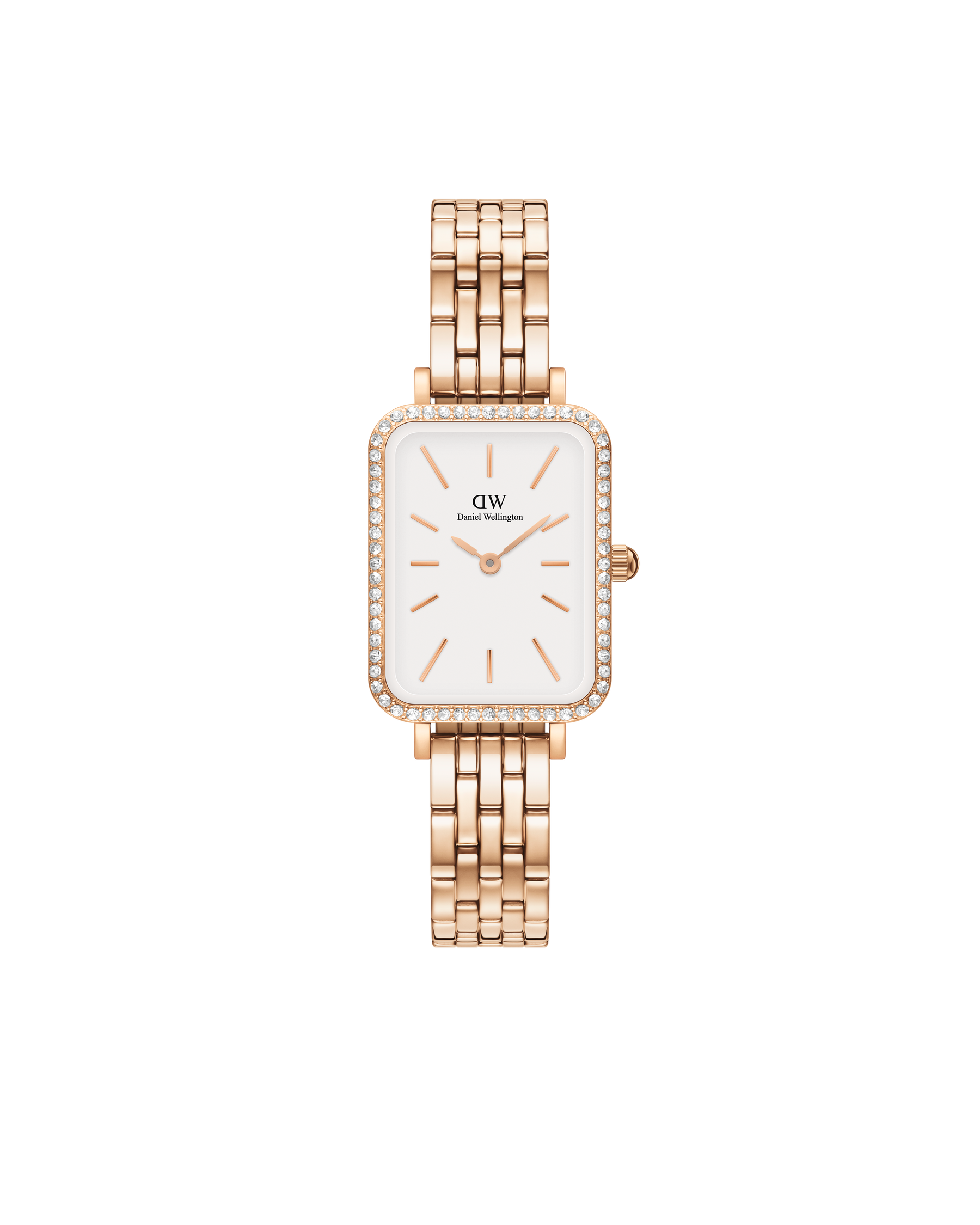 Daniel Wellington Quadro 20x26 Bezel 5-Link White & Rose Gold Watch