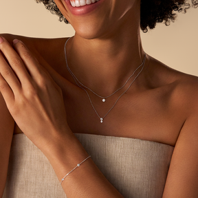 Floating Lab Grown Diamond Drop Necklace in Sterling Silver