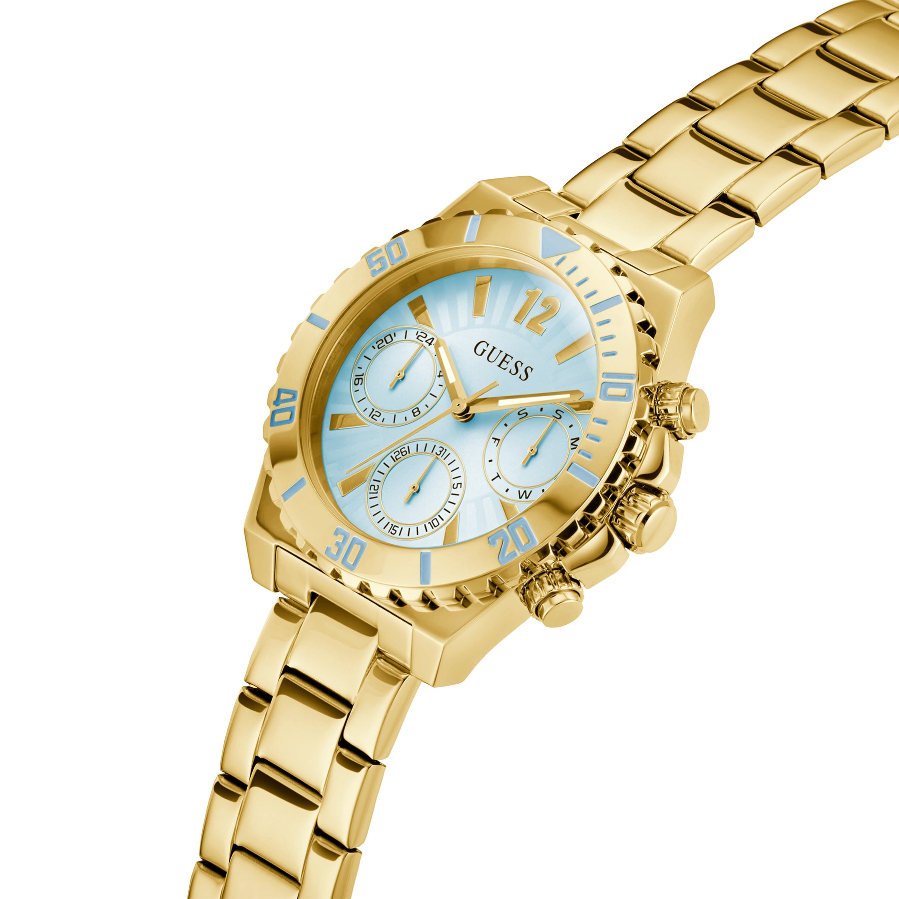 Guess Women's 38mm Gold Blue Phoebe Quartz Watch GW0696L2