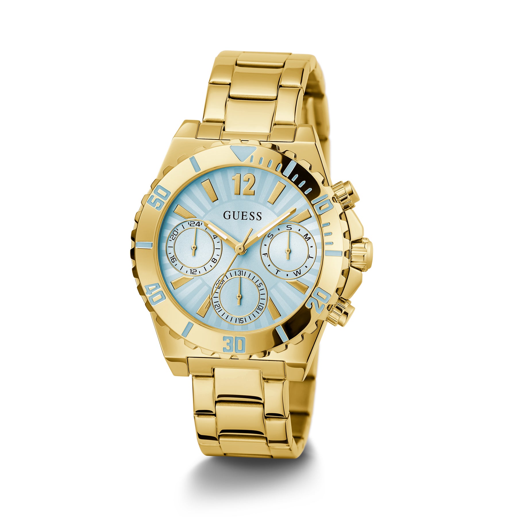 Guess Women's 38mm Gold Blue Phoebe Quartz Watch GW0696L2