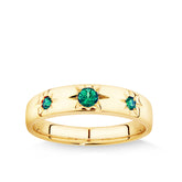 Created Emerald Star Set Band in 9ct Yellow Gold