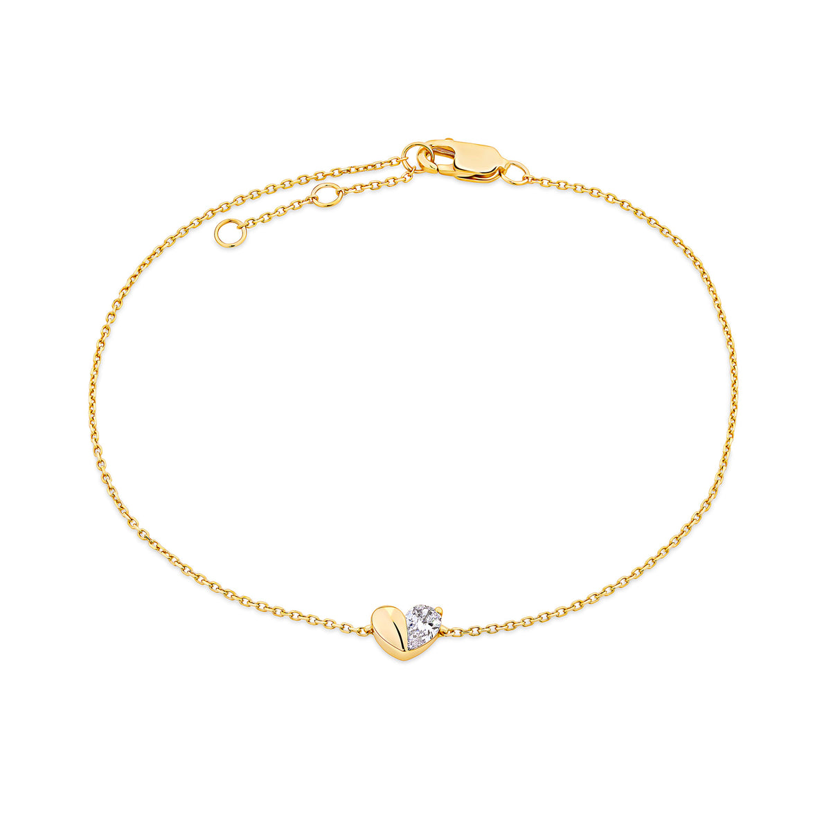 0.16ct TW Lab Grown Diamond Heart Bracelet in 9ct Yellow Gold