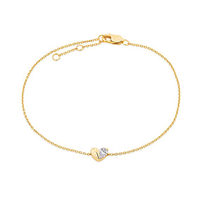 0.16ct TW Lab Grown Diamond Heart Bracelet in 9ct Yellow Gold