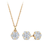 0.77ct TW Cluster Lab Grown Diamond Pendant and Earrings Set in 9ct Yellow Gold