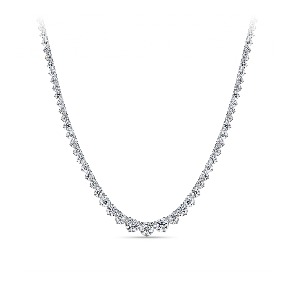 8.00ct TW Lab Grown Diamond Graduated Necklace in 18ct White Gold