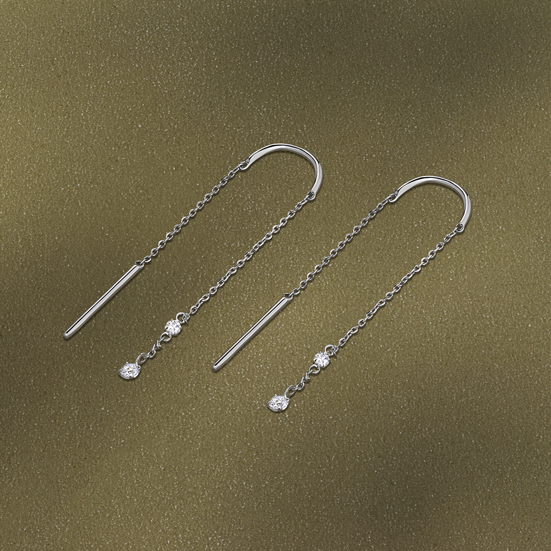 Lab Grown Diamond Drop Earrings in Sterling Silver