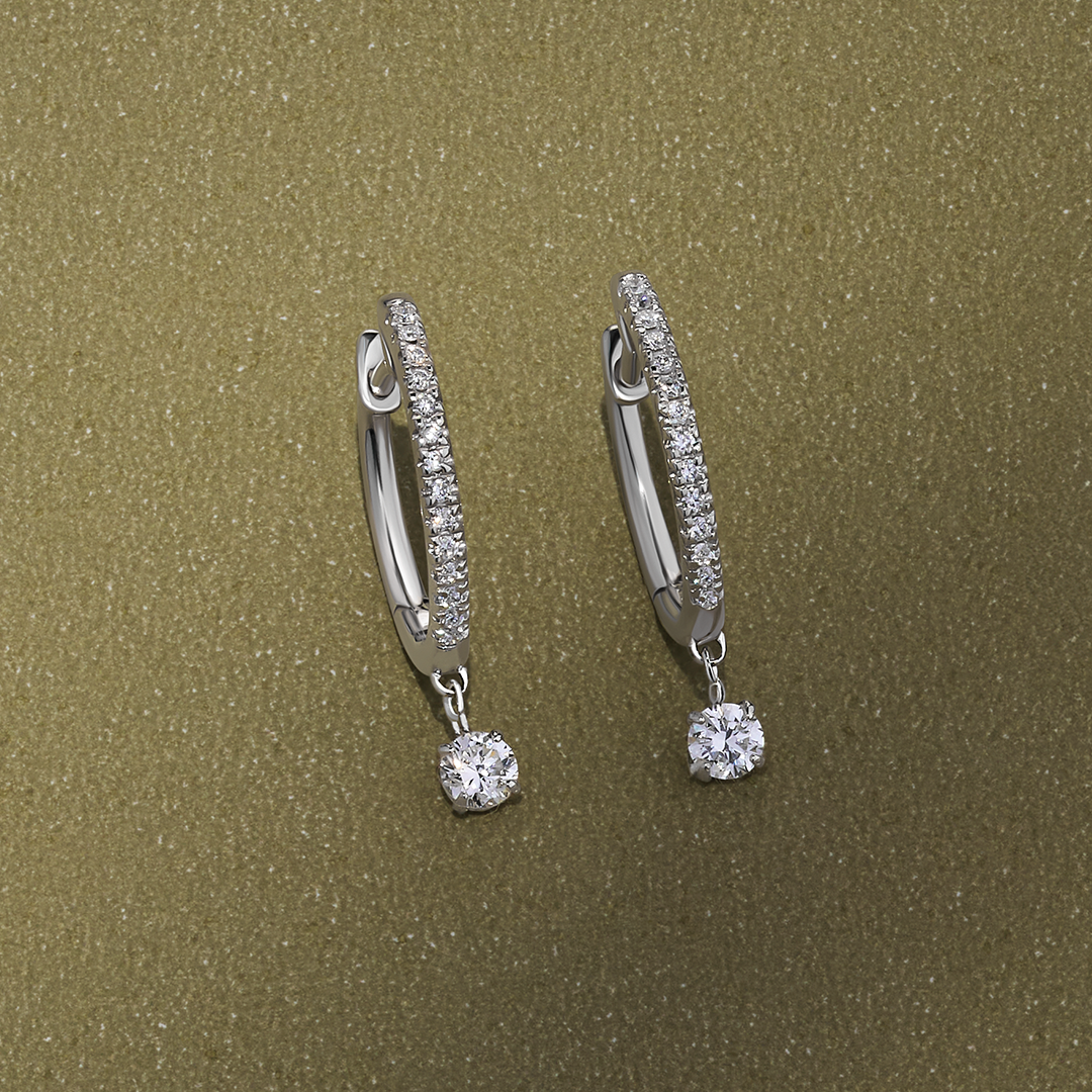 Lab Grown Diamond Huggie Earrings in Sterling Silver