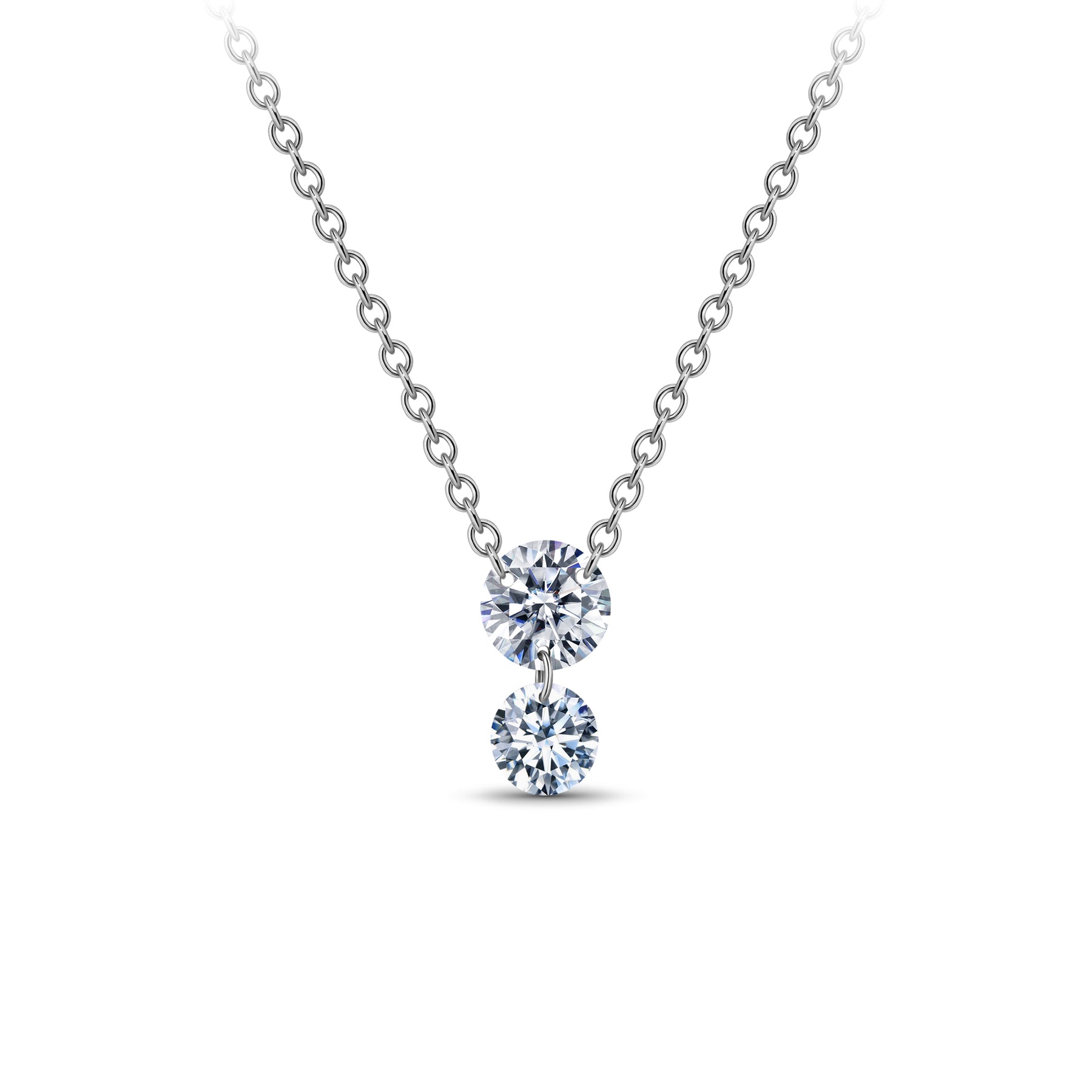 Floating Lab Grown Diamond Drop Necklace in Sterling Silver