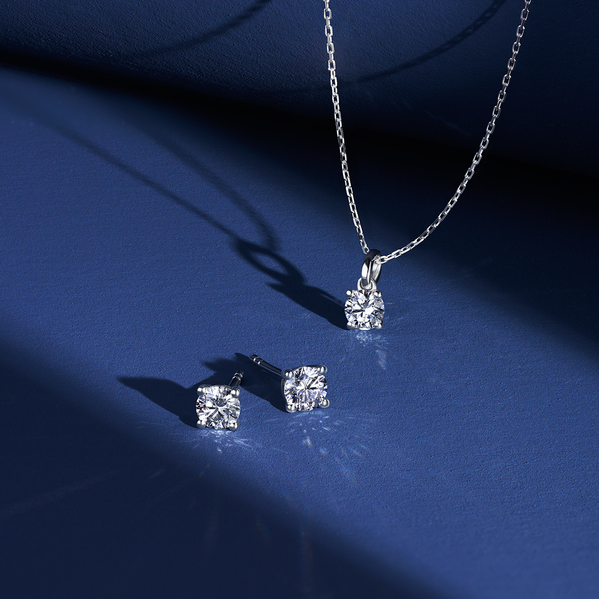 0.75ct TW Round Brilliant Cut Lab Grown Diamond Pendant and Earrings Set in 9ct White Gold