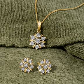 TDW 0.042ct Diamond Snowflake Pendant in 9ct Yellow Gold