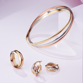 Three Tone Russian Bangle in 9ct Yellow, White & Rose Gold