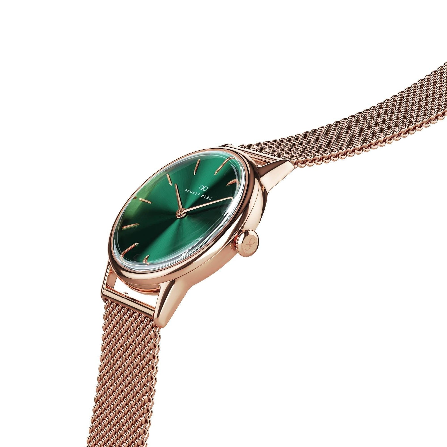 August Berg Women's Serenity Rose PVD Quartz Fashion 32mm Watch Green Dial 10232A11MRG - Wallace Bishop