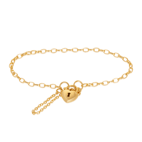 Belcher Heart Padlock Bracelet in 9ct Yellow Gold - Wallace Bishop